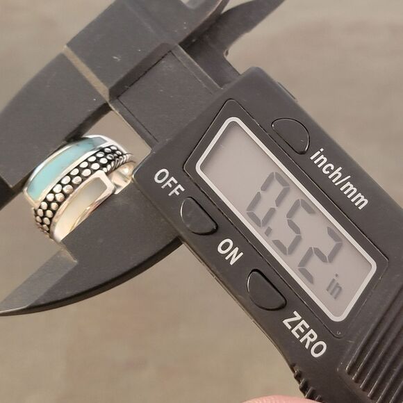 CFJ Sterling Inlaid Bypass Turquoise  Mother of Pearl Beaded Ring Band